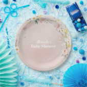 Wildflower Floral Frame Baby Shower ペーパープレート (パーティー)