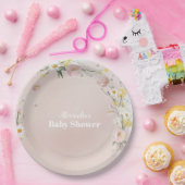 Wildflower Floral Frame Baby Shower ペーパープレート (パーティー)