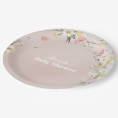 Wildflower Floral Frame Baby Shower ペーパープレート (アングル)