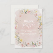 "Wildflower Floral Frame Diaper Raffle" エンクロージャーカード (正面/裏面)