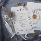 Wildflower Floral Frame Elegant QR Code Wedding 招待状