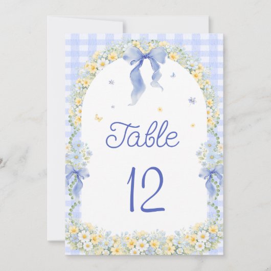 Wildflower Floral Gingham Table Number (正面)
