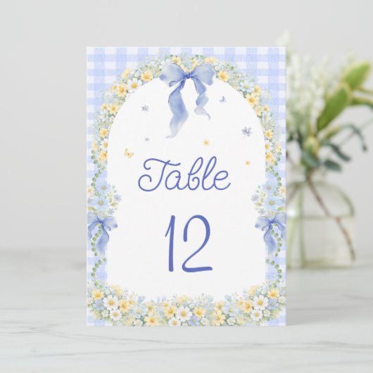 Wildflower Floral Gingham Table Number (スタンド正面)