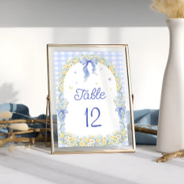 Wildflower Floral Gingham Table Number