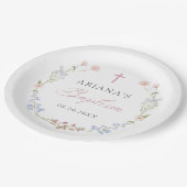 Wildflower Floral Girl Baptism ペーパープレート (アングル)