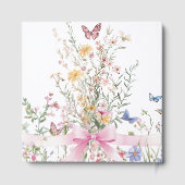 Wildflower Floral Girl Pink Bow Baby Shower ゲストブック (裏面)