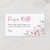 Wildflower Floral Girl Pink Bow Baby Shower Diaper エンクロージャーカード (正面)