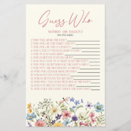 Wildflower Floral Guess Who Baby Shower Game
