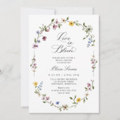 Wildflower Floral Love in Bloom Bridal Shower 招待状 (正面)