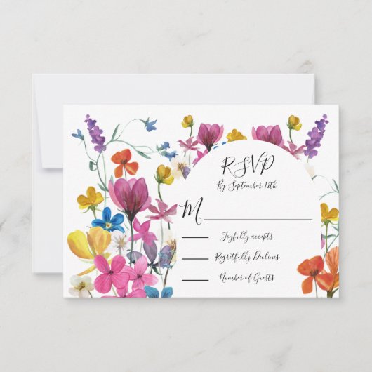 Wildflower Floral Meadow response cards RSVP (正面)