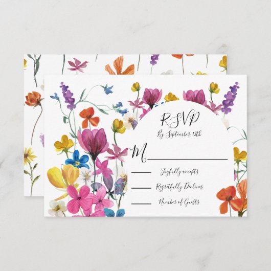 Wildflower Floral Meadow response cards RSVP (正面/裏面)