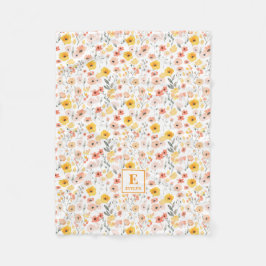 Wildflower floral Monogram Fleece Blanket フリースブランケット