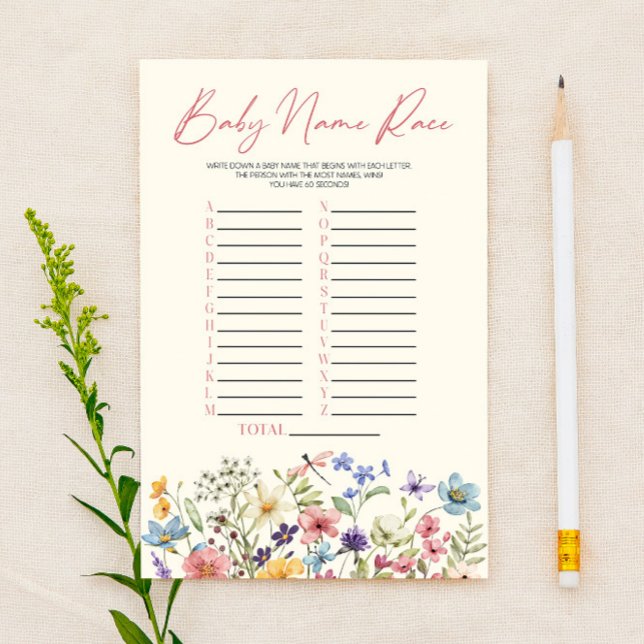 Wildflower Floral Name Race Baby Shower Game (クリエイターアップロード済み)
