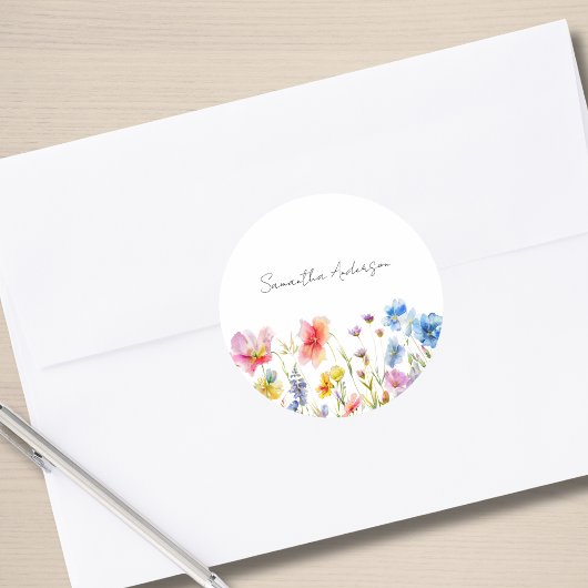Wildflower Floral Personalized ラウンドシール