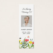 Wildflower Floral Photo Funeral Memorial Bookmark (正面)
