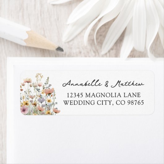 Wildflower Floral Return Address ラベル (インサイチュ)