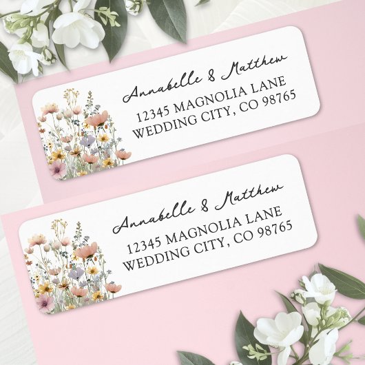 Wildflower Floral Return Address ラベル