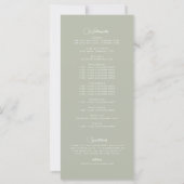 Wildflower Floral Sage Green Wedding Program (裏面)