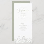 Wildflower Floral Sage Green Wedding Program (正面/裏面)