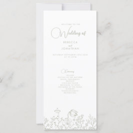 Wildflower Floral Sage Green Wedding Program