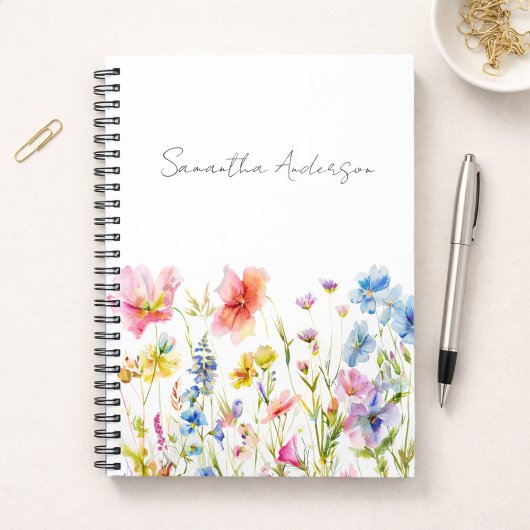 Wildflower Floral Watercolor オリジナル ノートブック