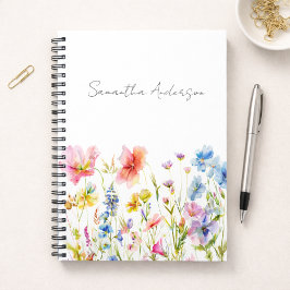 Wildflower Floral Watercolor Personalized  ノートブック