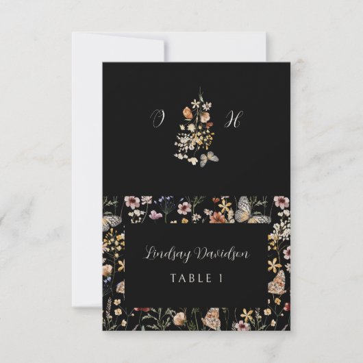 Wildflower Floral Wedding Place Card 出欠カード (正面)