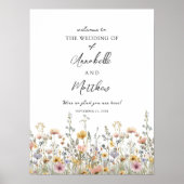 Wildflower Floral Wedding Welcome Sign ポスター (正面)
