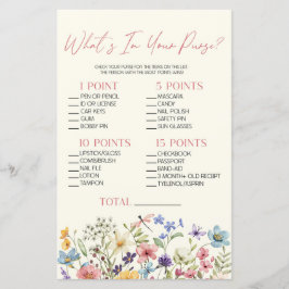 Wildflower Floral What's In Purse Baby Shower Game
