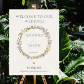 Wildflower Floral Wreath Welcome to Our Wedding ポスター