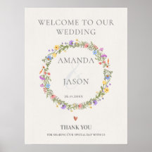 Wildflower Floral Wreath Welcome to Our Wedding