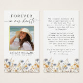 Wildflower Forever In Our Hearts Photo Prayer Card (正面&裏面)