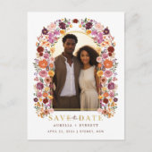 Wildflower Gardenカラフル Photo Save the Date 案内ポストカード (正面)