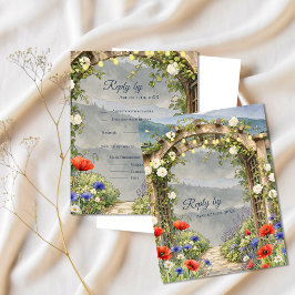 Wildflower Garden Arbor Rustic Wedding 返信カード