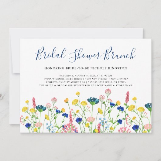 Wildflower Garden Bridal Shower Brunch Invitation 招待状 (正面)