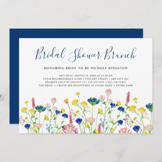 Wildflower Garden Bridal Shower Brunch Invitation 招待状 (正面/裏面)