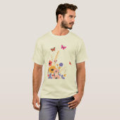 Wildflower Garden & Butterflies Folk Art  Tシャツ (正面フル)