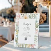 Wildflower Garden Charm Baby Shower QR Code 台座サイン