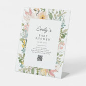 Wildflower Garden Charm Baby Shower QR Code 台座サイン (正面)