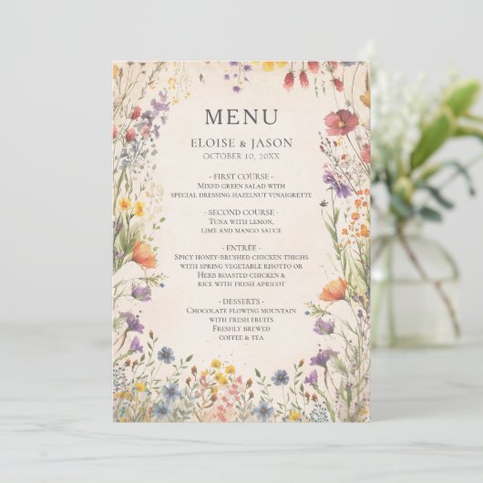  Wildflower Garden Chic Wedding Menu メニュー (スタンド正面)