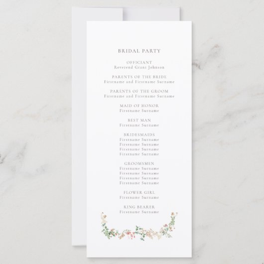 Wildflower Garden Floral Ceremony Program (裏面)