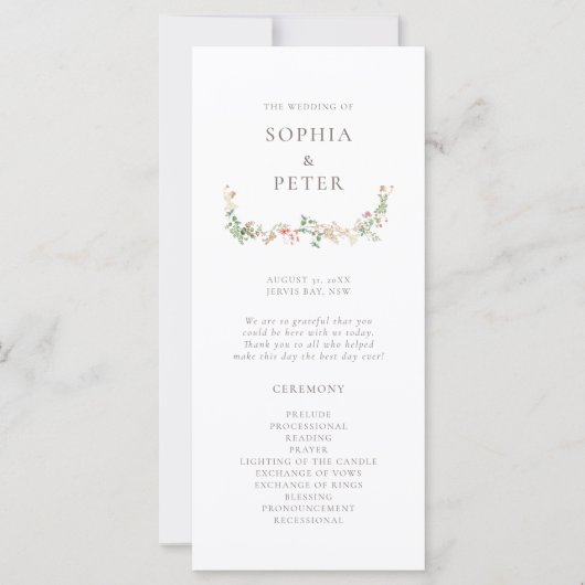 Wildflower Garden Floral Ceremony Program (正面)