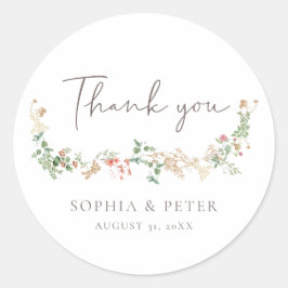 Wildflower Garden Floral Floral Thank you Sticker ラウンドシール