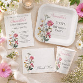 Wildflower Garden Floral Personalized サンキューカード