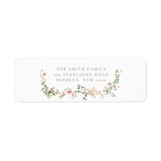 Wildflower Garden Floral Return Address Label ラベル (正面)