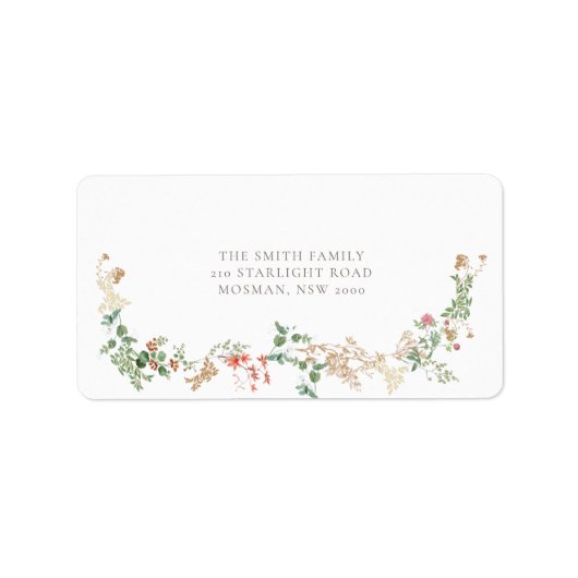 Wildflower Garden Floral Return Address Label ラベル (正面)