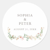 Wildflower Garden Floral Wedding Favour Sticker ラウンドシール (正面)