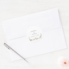 Wildflower Garden Floral Wedding Favour Sticker ラウンドシール