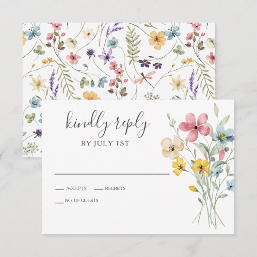 Wildflower garden Floral Wedding RSVP Card (正面/裏面)