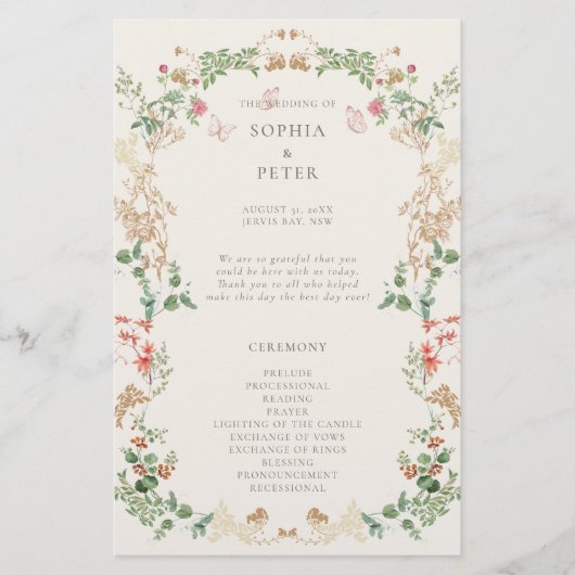 Wildflower Garden Floral Wreath Ceremony Program (正面)